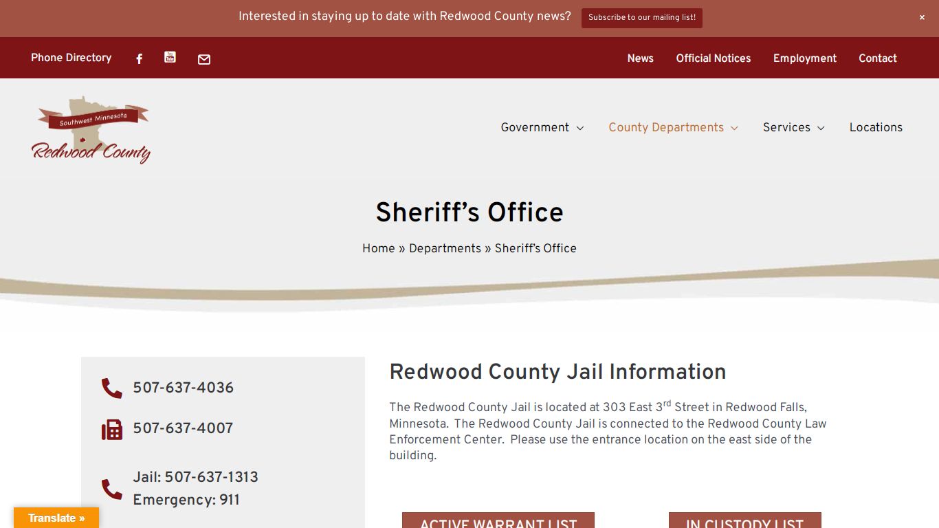 Sheriff's Office - Redwood County, MN